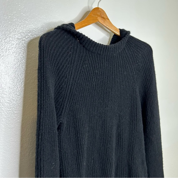 Vince Sweaters - VINCE Cashmere Wool Ribbed Hooded Pullover Sweater Black S